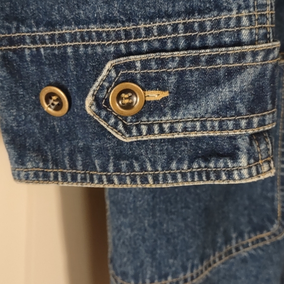 Vintage 1990s Long Liz Wear Denim Jacket with Wood Toggle Buttons size small - Picture 7 of 10